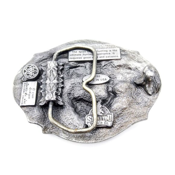 Vintage Bow Hunting Belt Buckle, Pewter 1987 Siskiyou Dimensional Running Buck - Picture 3 of 3